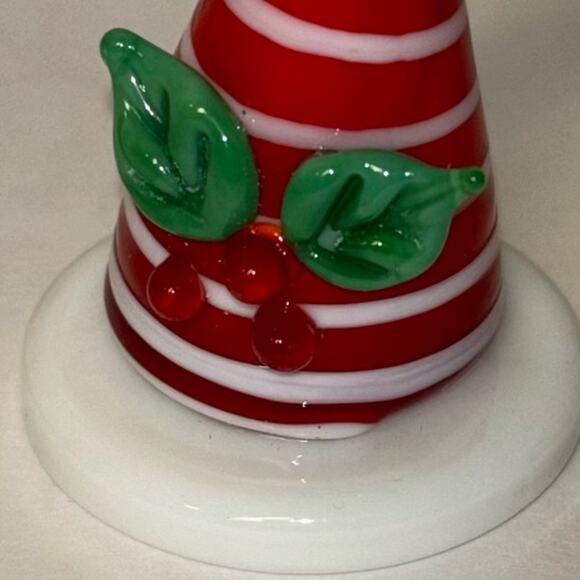NEW Pier 1 Candy Cane Striped Glass 'Santa Hat' Handcrafted Christmas Figurine - Picture 5 of 16